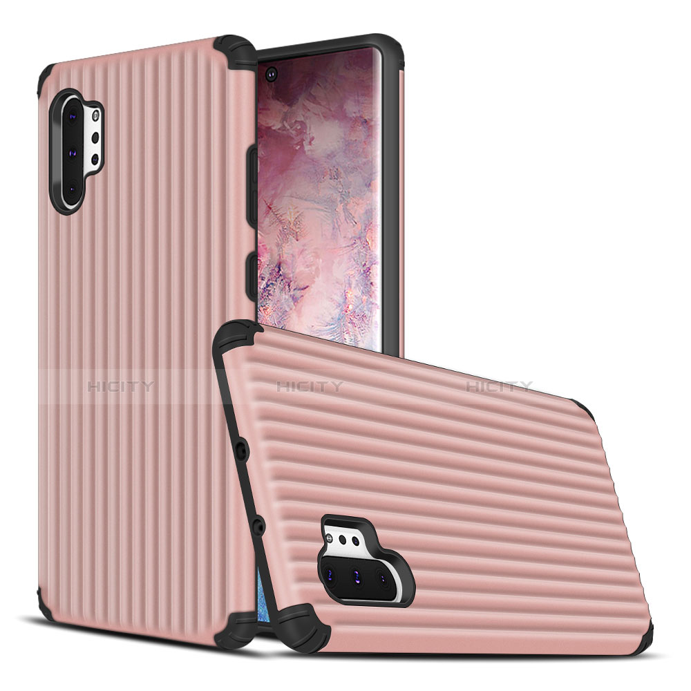 Funda Bumper Silicona y Plastico Mate Carcasa para Samsung Galaxy Note 10 Plus 5G Oro Rosa