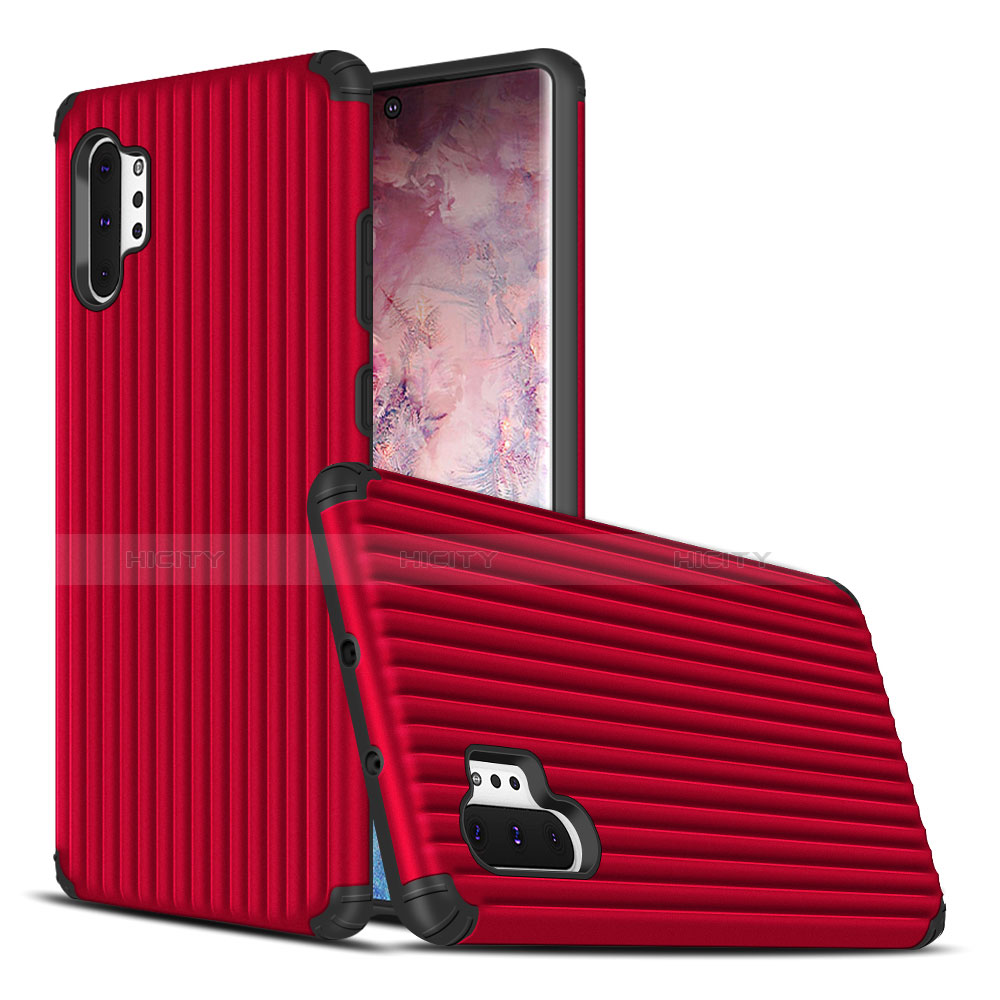 Funda Bumper Silicona y Plastico Mate Carcasa para Samsung Galaxy Note 10 Plus 5G Rojo