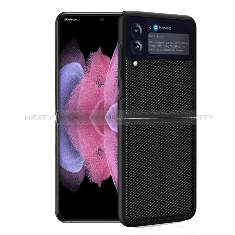Funda Bumper Silicona y Plastico Mate Carcasa para Samsung Galaxy Z Flip3 5G Negro