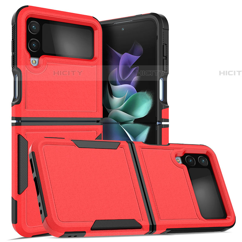 Funda Bumper Silicona y Plastico Mate Carcasa para Samsung Galaxy Z Flip4 5G Rojo