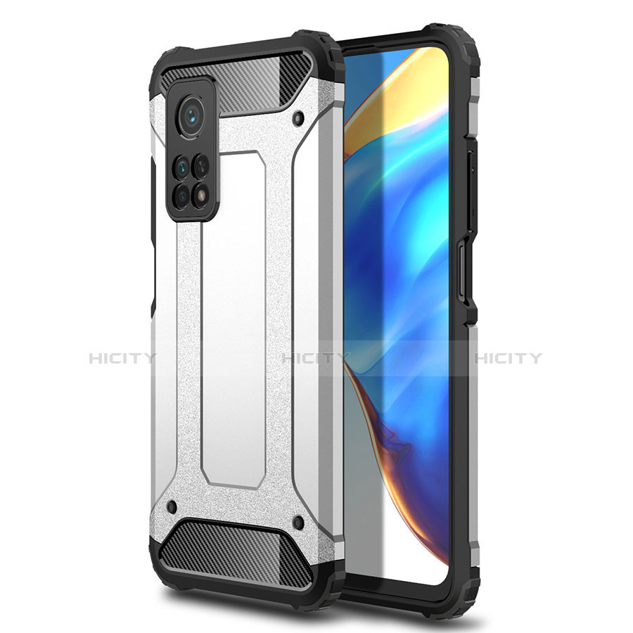 Funda Bumper Silicona y Plastico Mate Carcasa para Xiaomi Mi 10T Pro 5G Plata