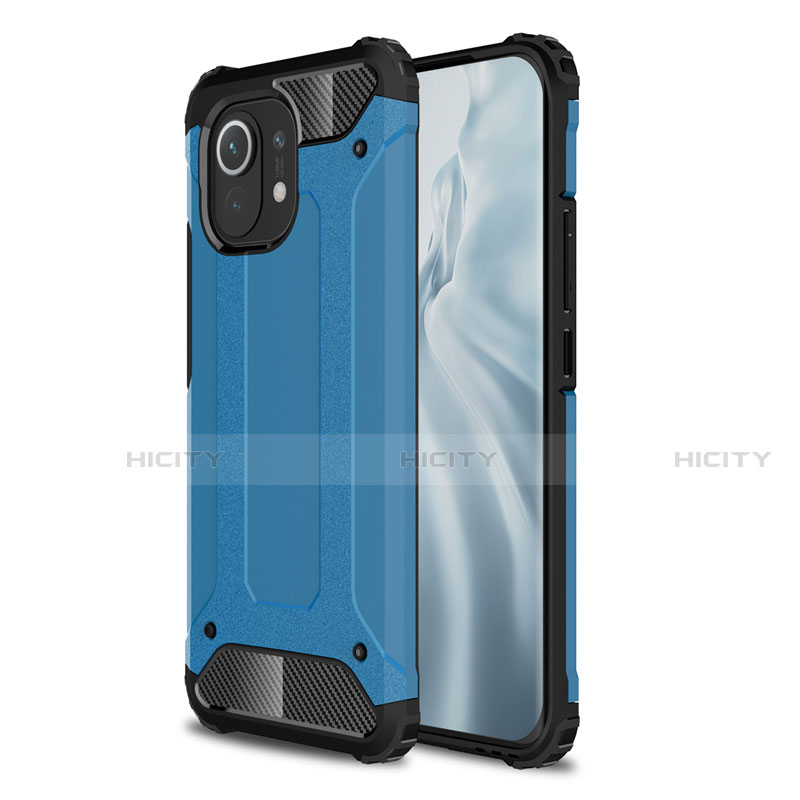 Funda Bumper Silicona y Plastico Mate Carcasa para Xiaomi Mi 11 Lite 4G Azul Cielo