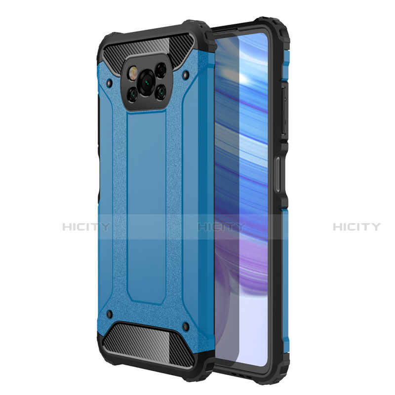 Funda Bumper Silicona y Plastico Mate Carcasa para Xiaomi Poco X3 Azul Cielo