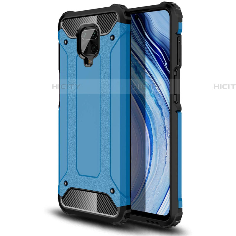 Funda Bumper Silicona y Plastico Mate Carcasa para Xiaomi Redmi Note 9S Azul Cielo