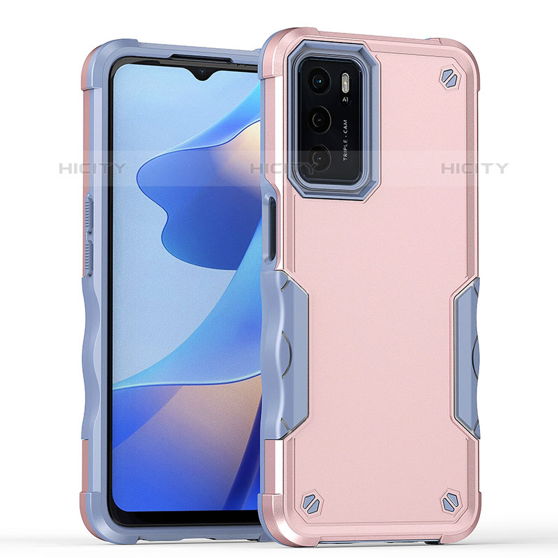 Funda Bumper Silicona y Plastico Mate Carcasa QW1 para Oppo A16s Oro Rosa