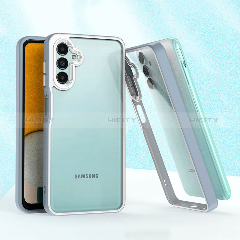 Funda Bumper Silicona y Plastico Mate Carcasa QW1 para Samsung Galaxy A04s Gris Lavanda