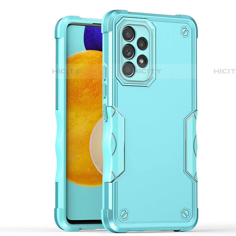 Funda Bumper Silicona y Plastico Mate Carcasa QW1 para Samsung Galaxy A52 4G Azul Claro