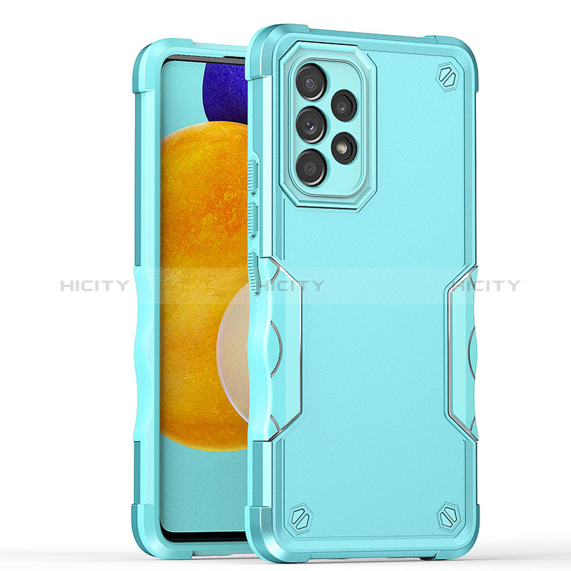 Funda Bumper Silicona y Plastico Mate Carcasa QW1 para Samsung Galaxy A52s 5G Azul Claro