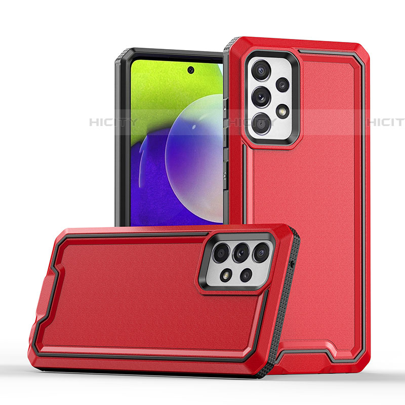 Funda Bumper Silicona y Plastico Mate Carcasa QW1 para Samsung Galaxy A72 4G Rojo