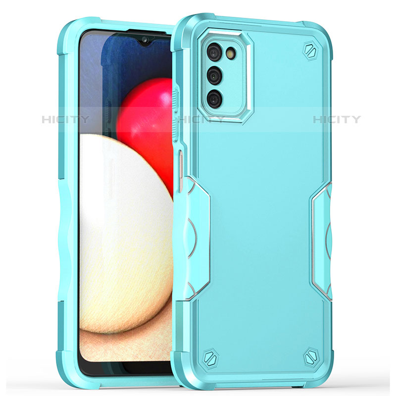 Funda Bumper Silicona y Plastico Mate Carcasa QW1 para Samsung Galaxy M02s Azul Claro