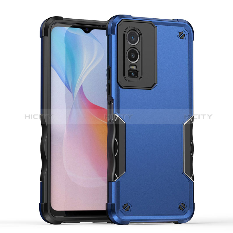 Funda Bumper Silicona y Plastico Mate Carcasa QW1 para Vivo Y76 5G Azul