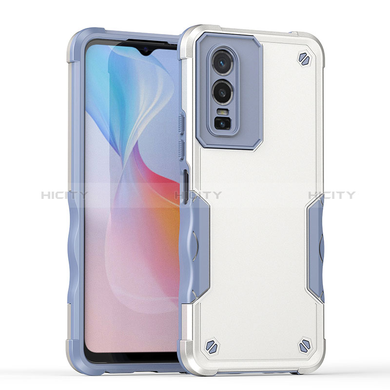 Funda Bumper Silicona y Plastico Mate Carcasa QW1 para Vivo Y76 5G Blanco