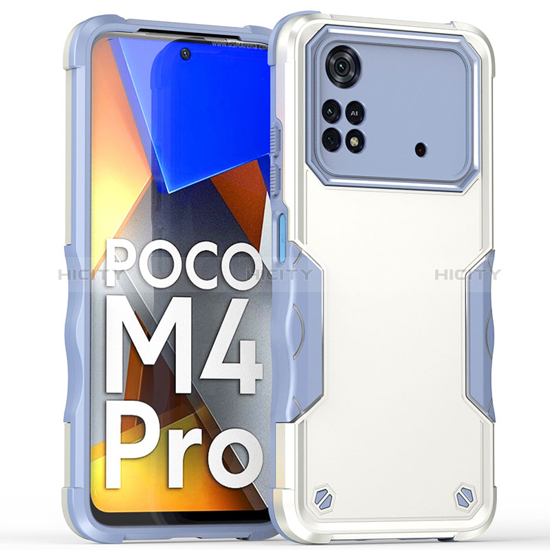 Funda Bumper Silicona y Plastico Mate Carcasa QW1 para Xiaomi Poco M4 Pro 4G Blanco