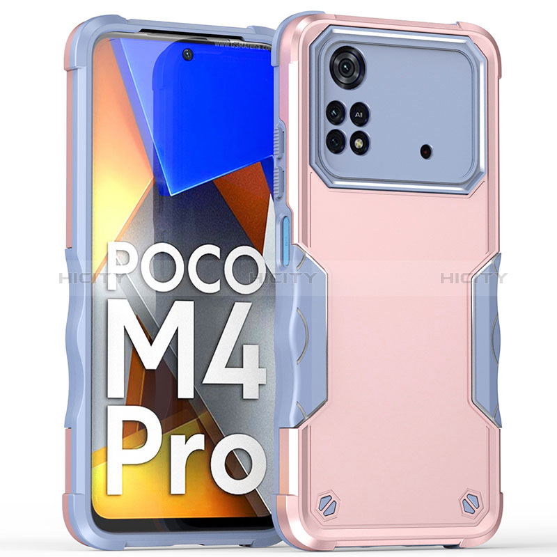 Funda Bumper Silicona y Plastico Mate Carcasa QW1 para Xiaomi Poco M4 Pro 4G Rosa