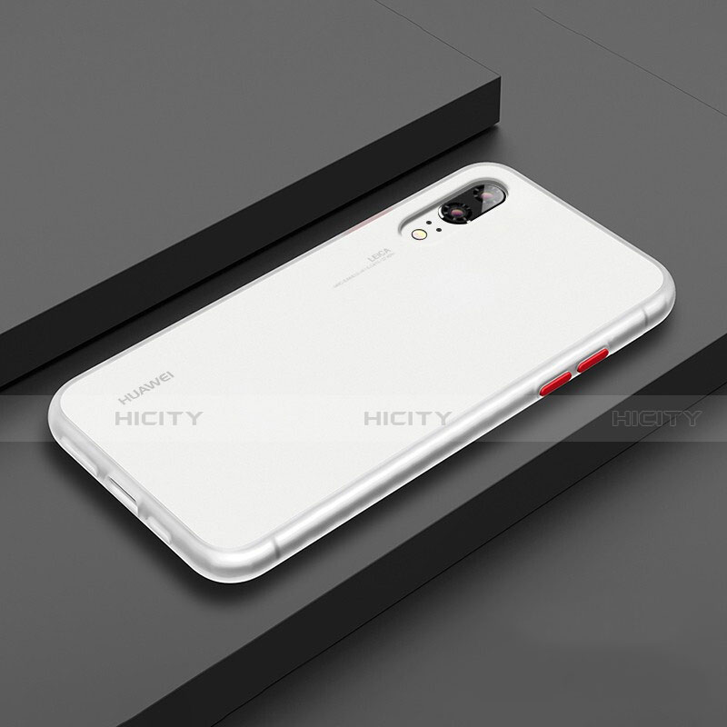 Funda Bumper Silicona y Plastico Mate Carcasa R01 para Huawei P20 Blanco