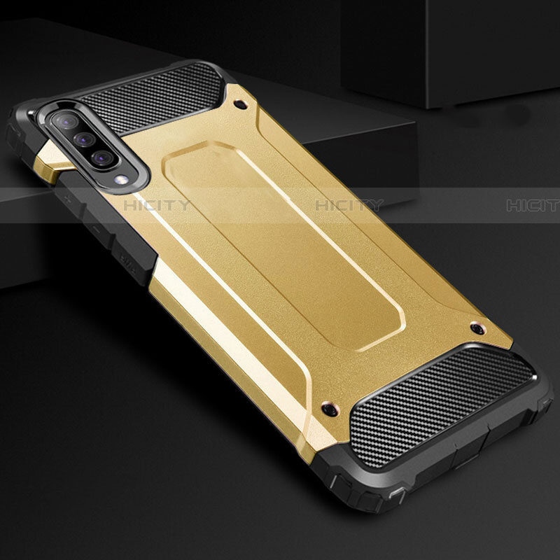 Funda Bumper Silicona y Plastico Mate Carcasa R01 para Samsung Galaxy A70 Oro