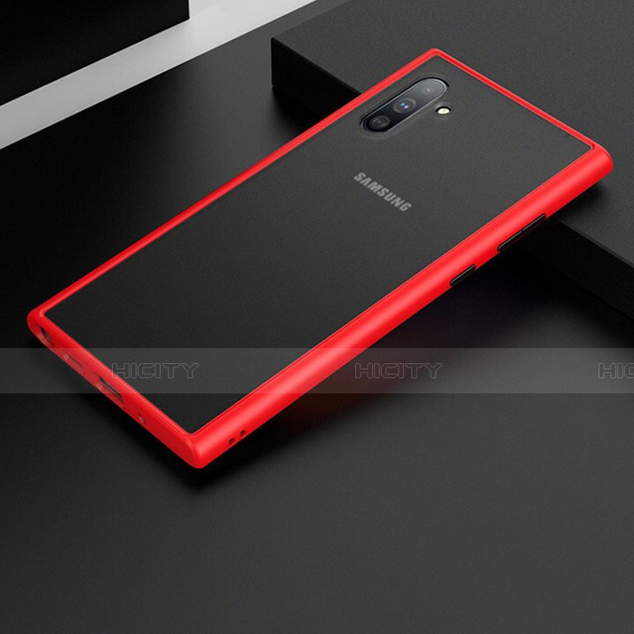 Funda Bumper Silicona y Plastico Mate Carcasa R01 para Samsung Galaxy Note 10 Rojo