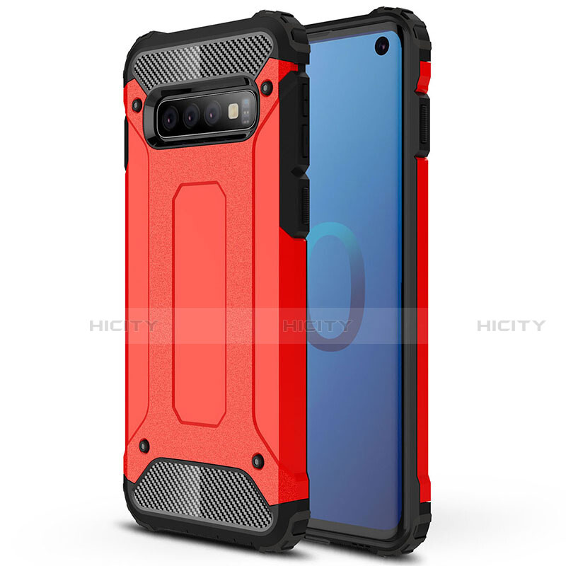 Funda Bumper Silicona y Plastico Mate Carcasa R01 para Samsung Galaxy S10 5G Rojo