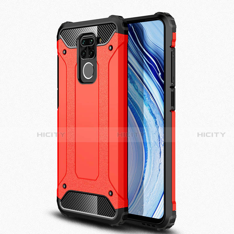 Funda Bumper Silicona y Plastico Mate Carcasa R01 para Xiaomi Redmi Note 9 Rojo