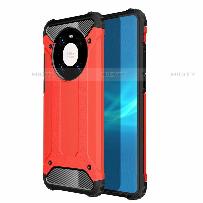 Funda Bumper Silicona y Plastico Mate Carcasa U01 para Huawei Mate 40E Pro 4G Rojo