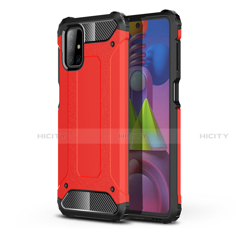 Funda Bumper Silicona y Plastico Mate Carcasa U01 para Samsung Galaxy M51 Rojo