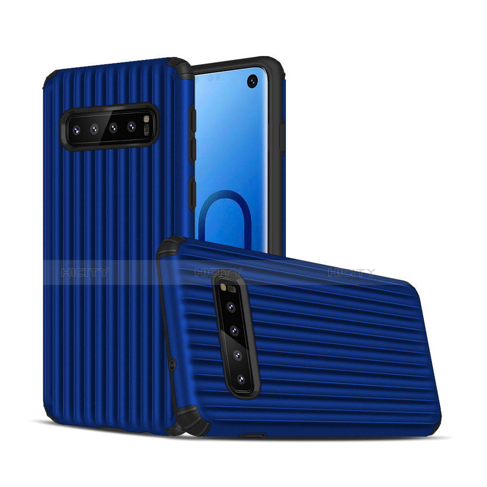 Funda Bumper Silicona y Plastico Mate Carcasa U01 para Samsung Galaxy S10 5G Azul