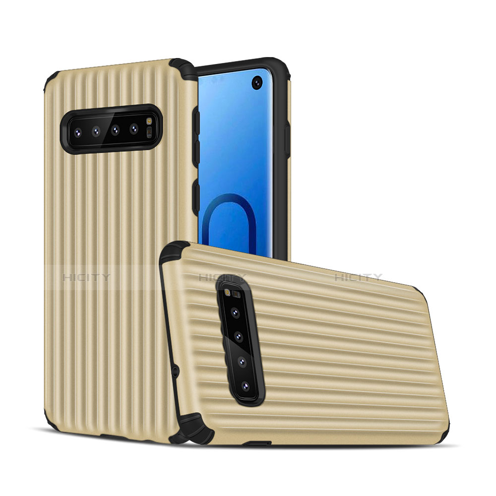 Funda Bumper Silicona y Plastico Mate Carcasa U01 para Samsung Galaxy S10 5G Oro