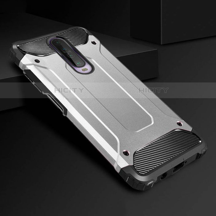 Funda Bumper Silicona y Plastico Mate Carcasa U01 para Xiaomi Poco X2 Plata