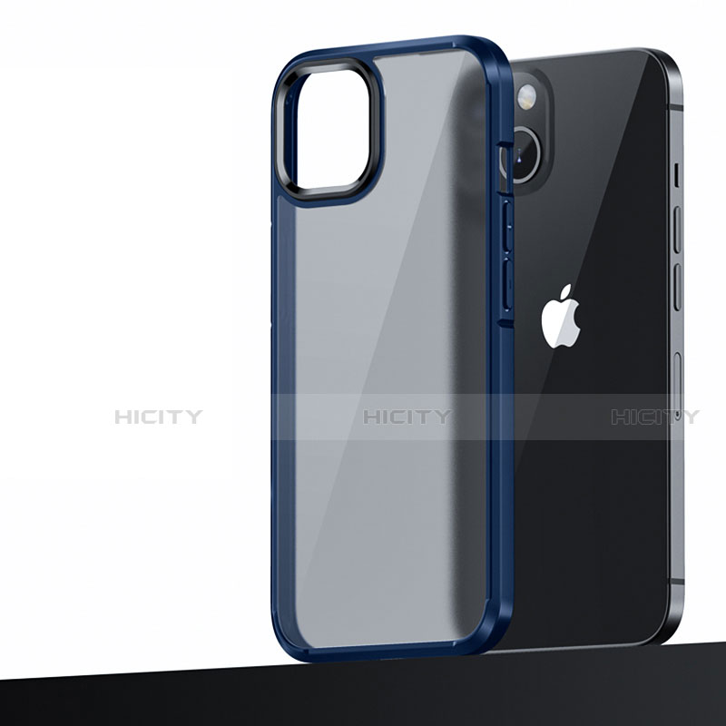 Funda Bumper Silicona y Plastico Mate Carcasa U04 para Apple iPhone 13 Azul