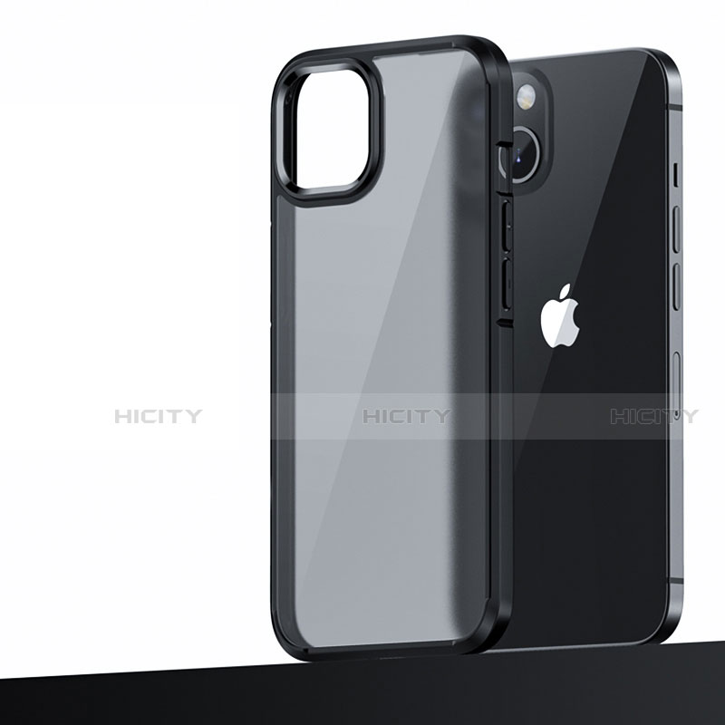 Funda Bumper Silicona y Plastico Mate Carcasa U04 para Apple iPhone 13 Mini Negro