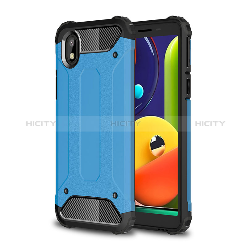 Funda Bumper Silicona y Plastico Mate Carcasa WL1 para Samsung Galaxy A01 Core Azul