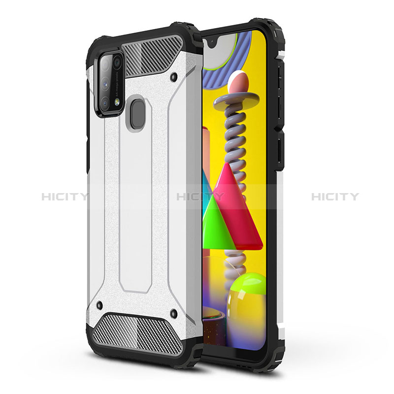 Funda Bumper Silicona y Plastico Mate Carcasa WL1 para Samsung Galaxy M21s Plata