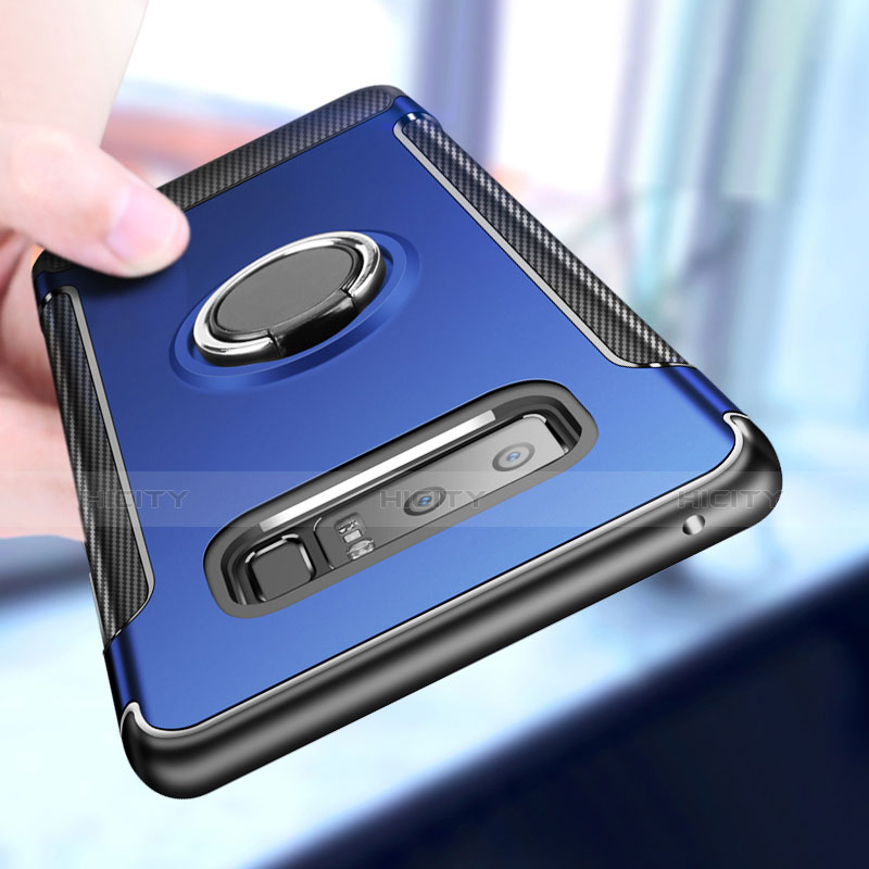 Funda Bumper Silicona y Plastico Mate con Anillo de dedo Soporte A01 para Samsung Galaxy Note 8 Azul