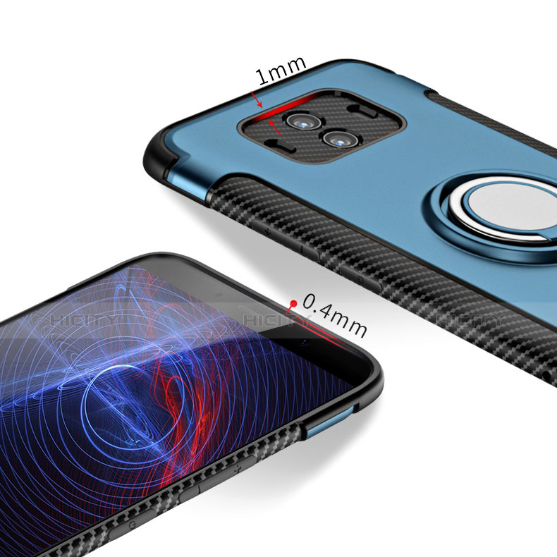 Funda Bumper Silicona y Plastico Mate con Anillo de dedo Soporte para Huawei Mate 10 Azul