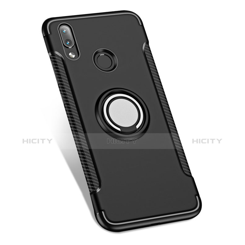 Funda Bumper Silicona y Plastico Mate con Anillo de dedo Soporte para Huawei Nova 3e Negro