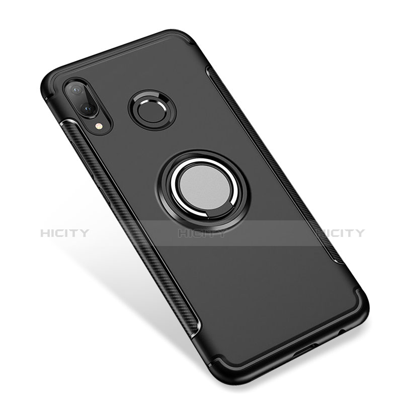 Funda Bumper Silicona y Plastico Mate con Anillo de dedo Soporte para Huawei P Smart+ Plus Negro