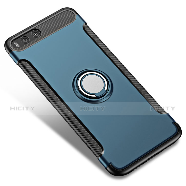 Funda Bumper Silicona y Plastico Mate con Anillo de dedo Soporte para Xiaomi Mi 6 Azul