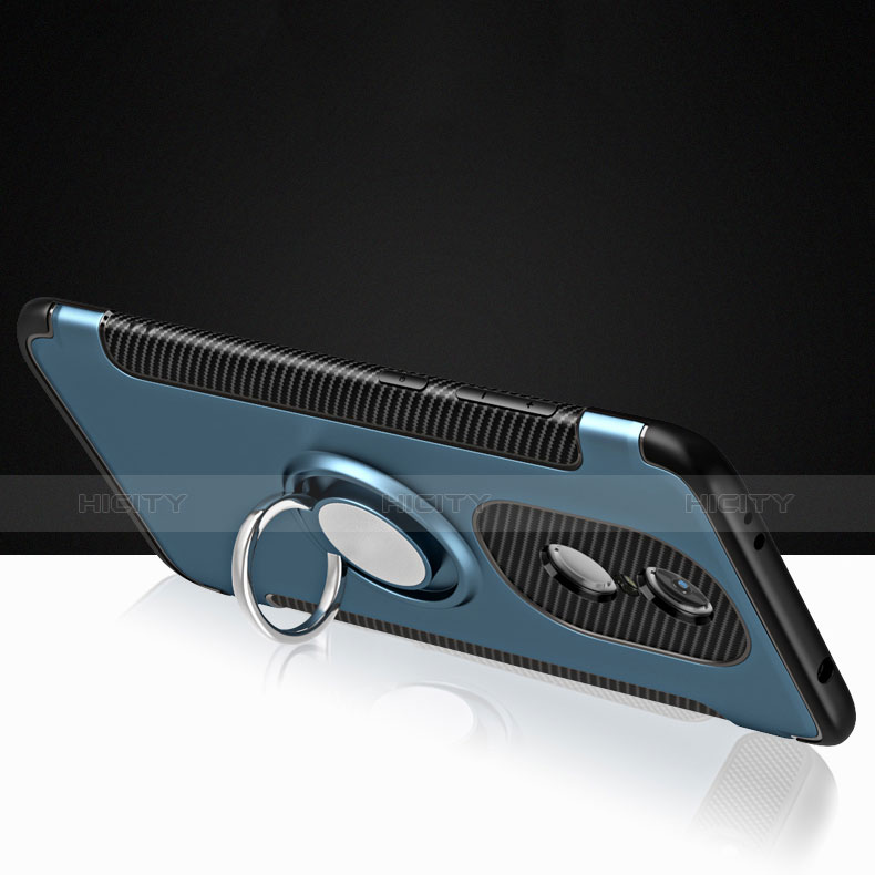 Funda Bumper Silicona y Plastico Mate con Anillo de dedo Soporte para Xiaomi Redmi Note 4 Standard Edition Azul