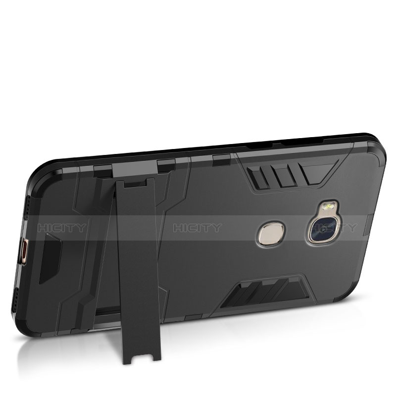 Funda Bumper Silicona y Plastico Mate con Soporte para Huawei GR5 Negro