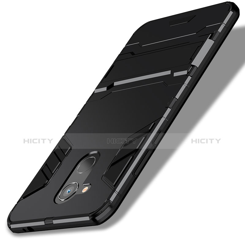 Funda Bumper Silicona y Plastico Mate con Soporte para Huawei Honor V9 Play Negro