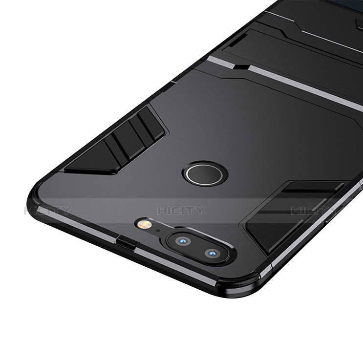 Funda Bumper Silicona y Plastico Mate con Soporte para OnePlus 5T A5010 Negro