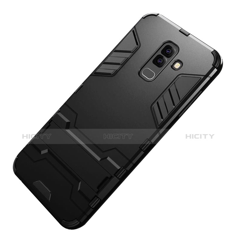 Funda Bumper Silicona y Plastico Mate con Soporte para Samsung Galaxy A6 Plus (2018) Negro