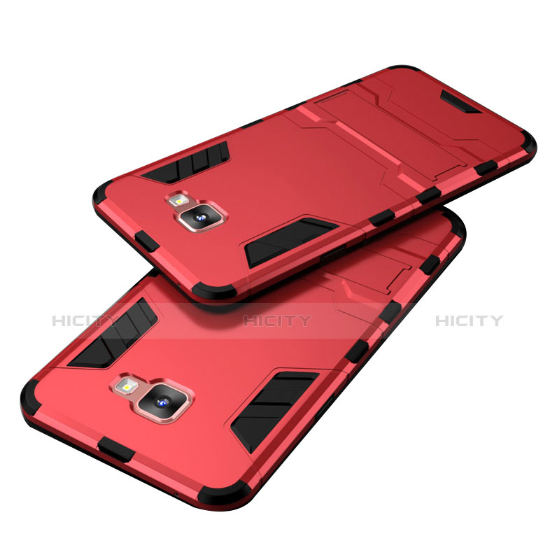 Funda Bumper Silicona y Plastico Mate con Soporte para Samsung Galaxy C5 SM-C5000 Rojo