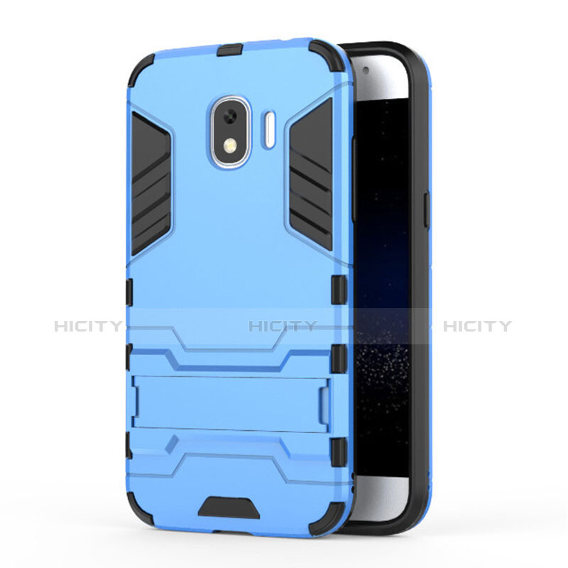 Funda Bumper Silicona y Plastico Mate con Soporte para Samsung Galaxy Grand Prime Pro (2018) Azul