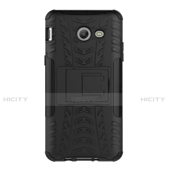 Funda Bumper Silicona y Plastico Mate con Soporte para Samsung Galaxy J5 (2017) Version Americaine Negro