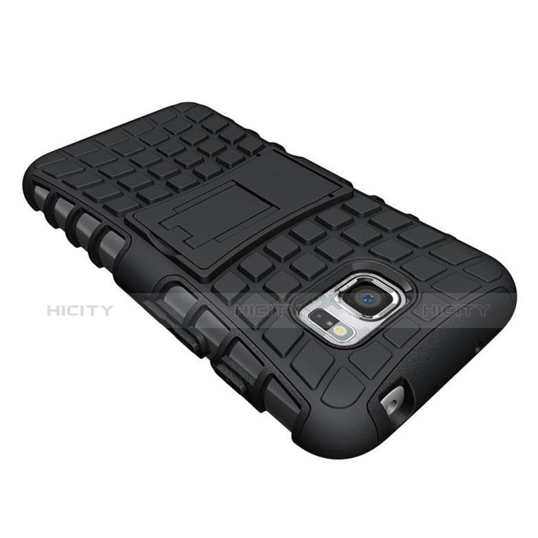 Funda Bumper Silicona y Plastico Mate con Soporte para Samsung Galaxy S7 Active G891A Negro