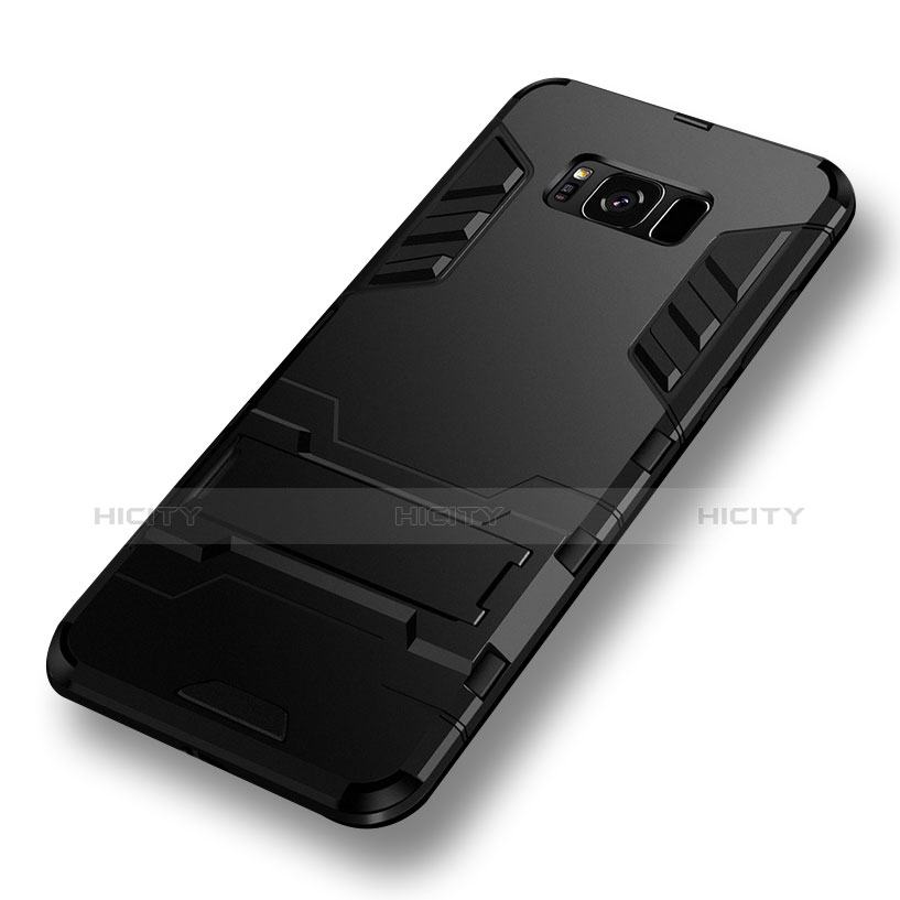 Funda Bumper Silicona y Plastico Mate con Soporte para Samsung Galaxy S8 Negro