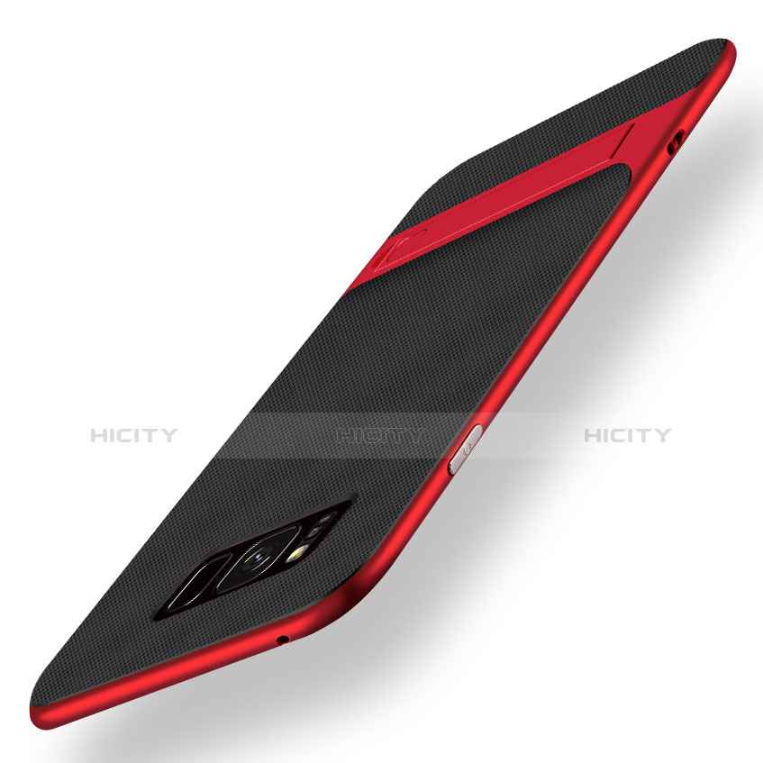 Funda Bumper Silicona y Plastico Mate con Soporte para Samsung Galaxy S8 Rojo