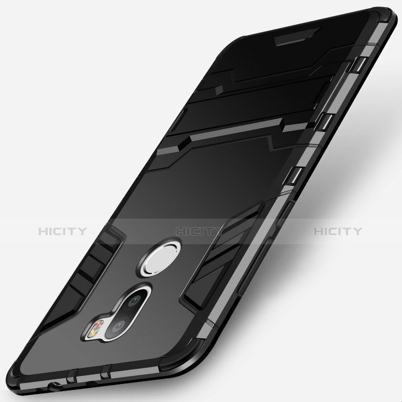 Funda Bumper Silicona y Plastico Mate con Soporte para Xiaomi Mi 5S Plus Negro