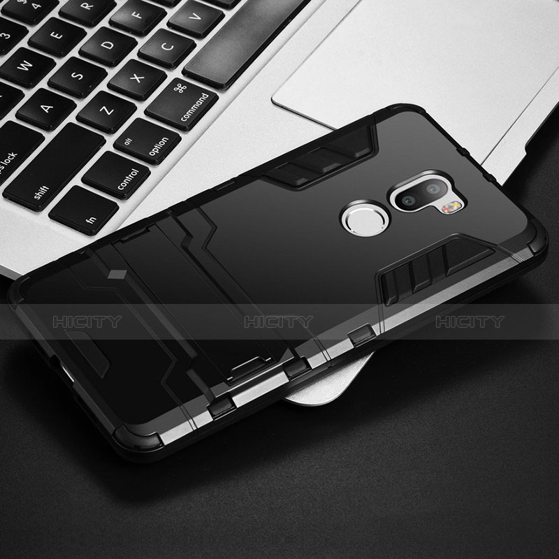 Funda Bumper Silicona y Plastico Mate con Soporte para Xiaomi Mi 5S Plus Negro